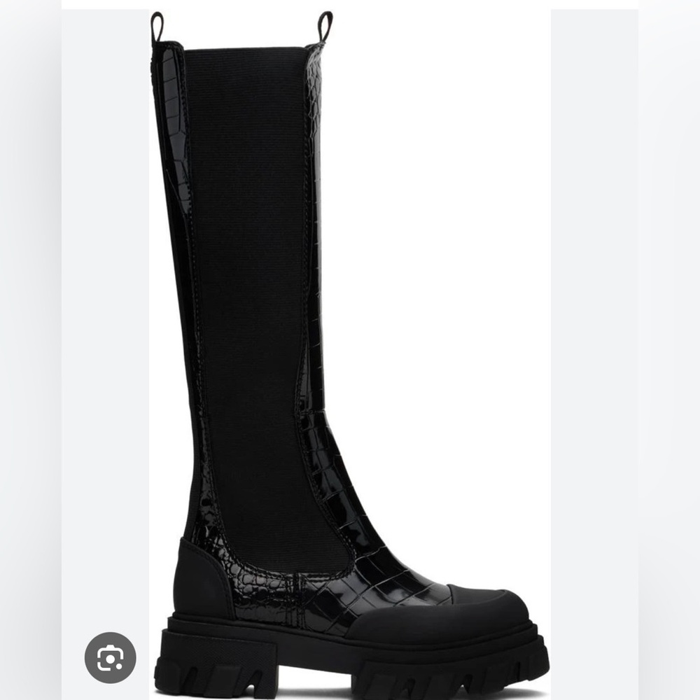 Ganni | black cleated high Chelsea boot / new in box / size 35